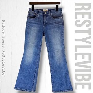 MADEWELL Womens Size 28P Denim Jeans Mid Rise Kick Out Style Flare Ankle Stretch